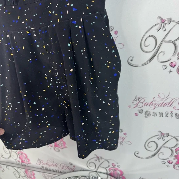 Wilfred romper 100% silk spotted dots Black Dress with Multicolor Speckles - Picture 3 of 9